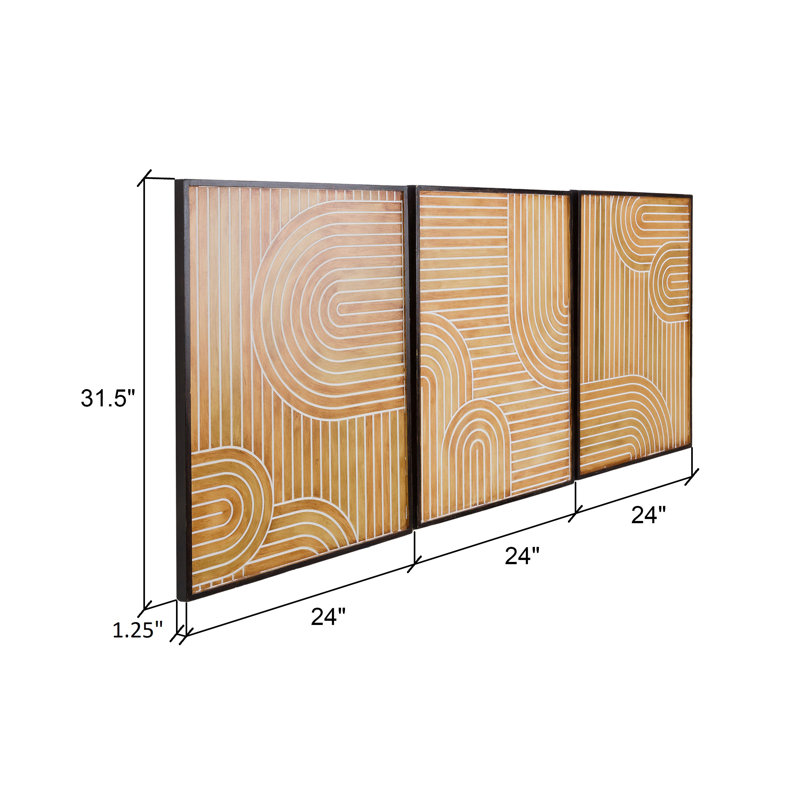 Elodie Rectangular Wood Abstract Wall Décor (Set of 3)