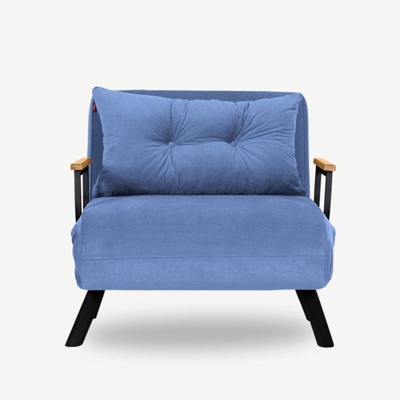 Fauteuil convertible Aakira, Polyester bleu