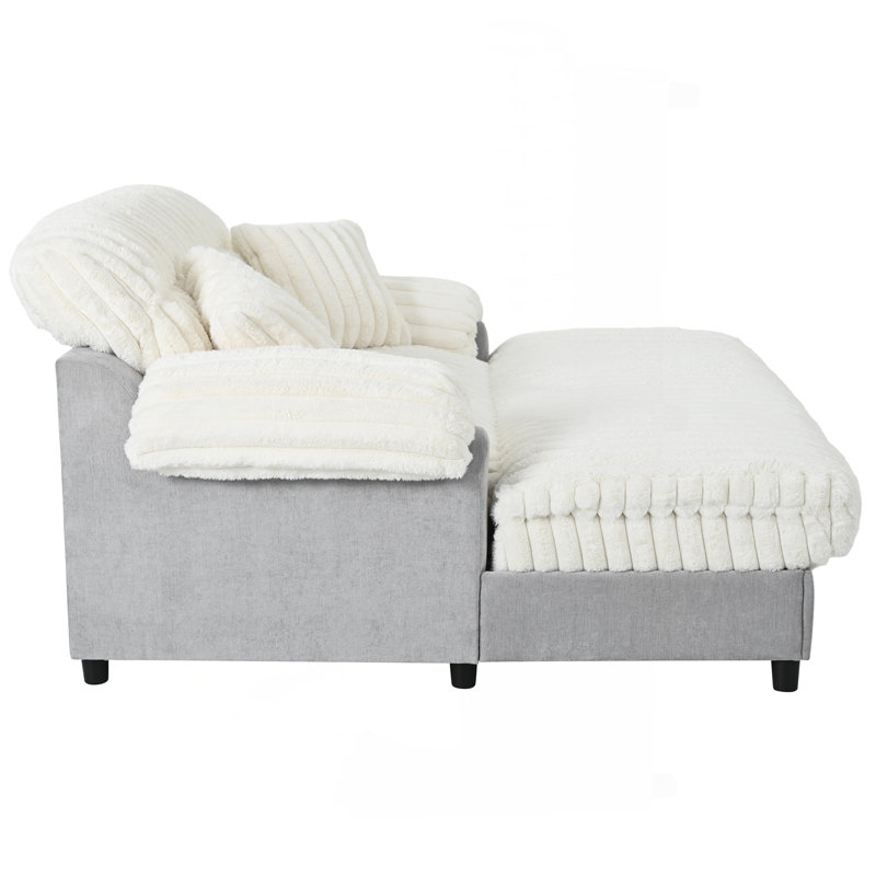 Canapé-lit moderne avec méridienne 65,25 po Cloud, Beige