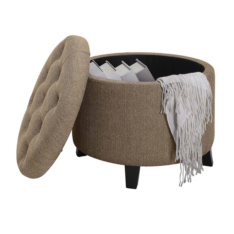 Avers Upholstered Ottoman, Sandstone Fabric