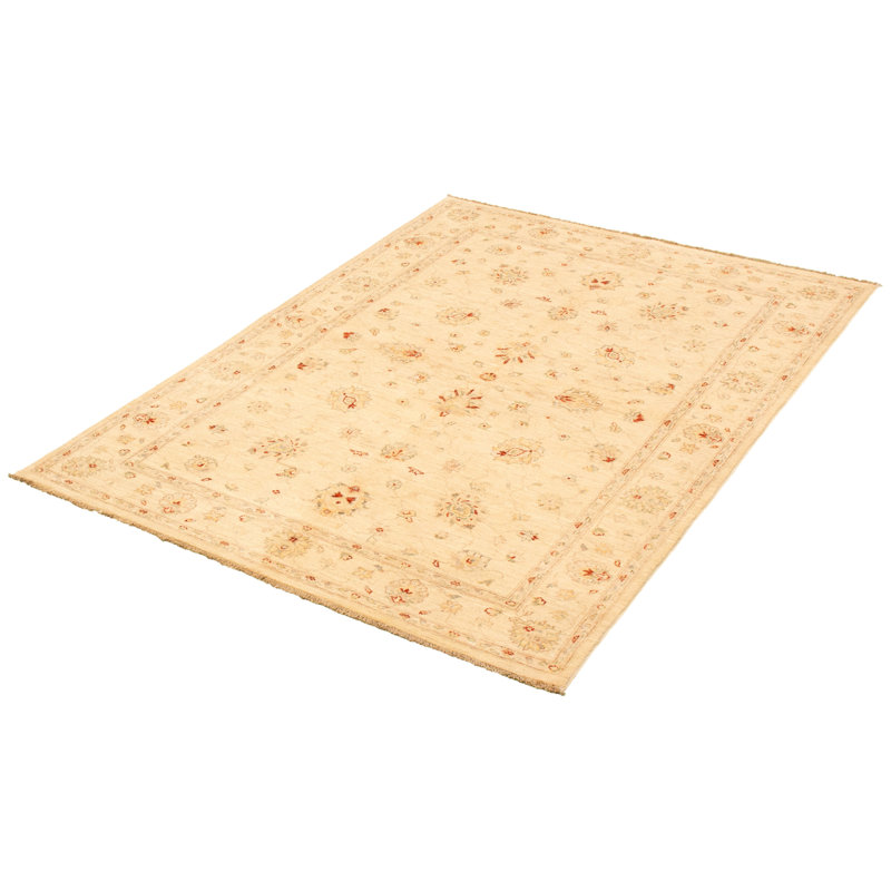 Tapis décoratif de laine brun clair en laine noué à la main de conception unique 5 pi 7 po x 7 pi 8 po noué à la main New Age