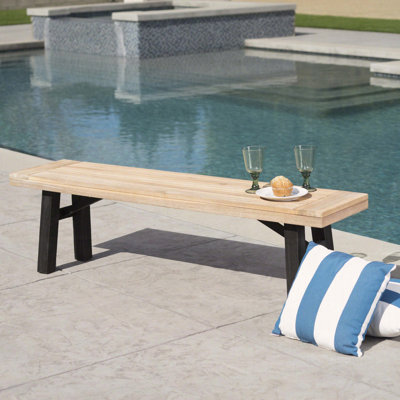 Banc d'extérieur avec panneau à lattes et cadre en bois d'acacia (ensemble de 2)