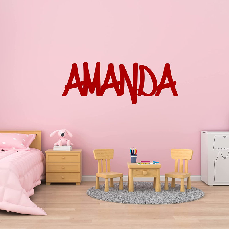 Red Barrel Studio® personnalisé Graffiti Wall Decal nom panneau mural - personnalisé enfants vinyle Art Decor autocollant Hip Hop crèche graphique - CSGN4