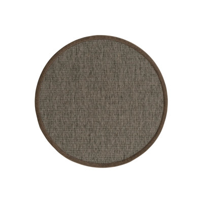 Tapis rond en sisal à bordure méduse en cuir Lopez