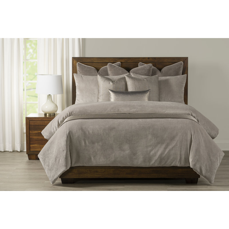 Padma Velvet Duvet Cover and Insert Set, King Duvet Cover/Insert, Dove Gray