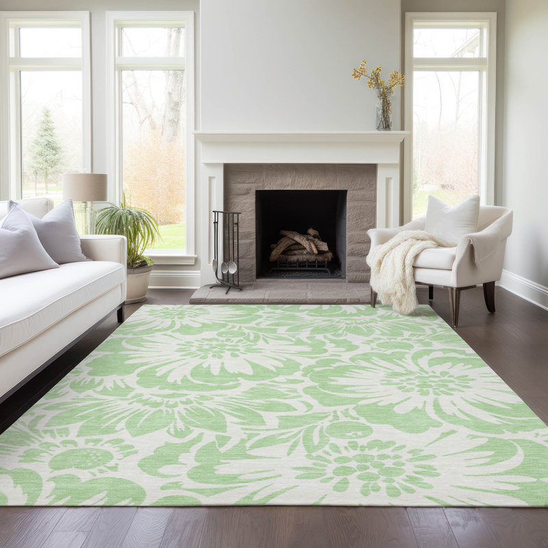 Altair Washable Floral Indoor / Outdoor Rug, Rectangle 9' x 12'
