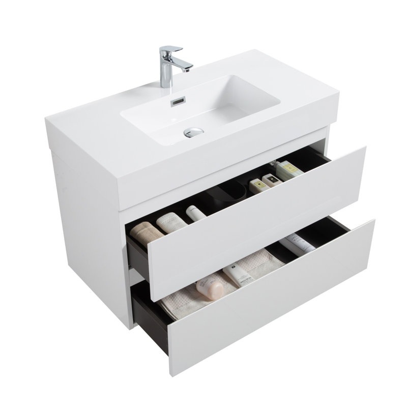 Meuble-lavabo 36 po avec lavabo, Blanc, Blanc