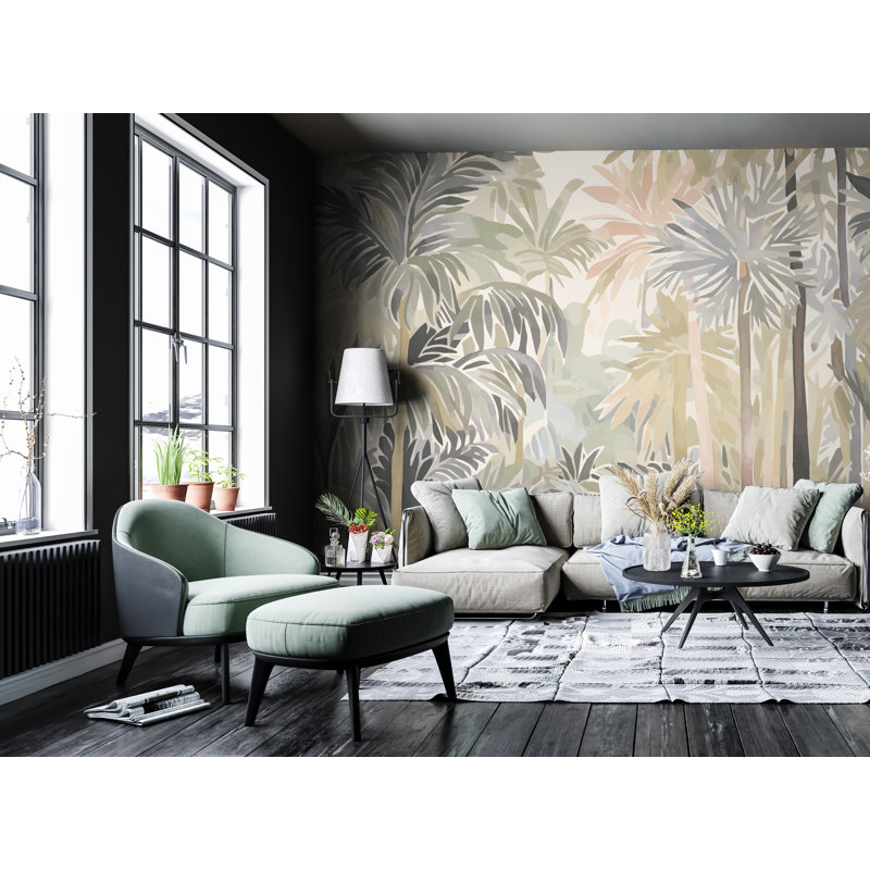 Lark Manor Pretty Palms Matte Roll, 280cm L x 350cm W, Natural Stone Matt
