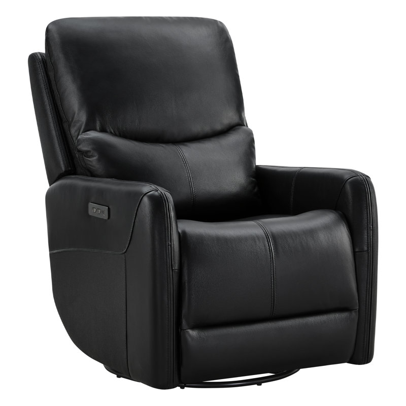 Fauteuil inclinable électrique pivotant en cuir véritable, Floride - noir
