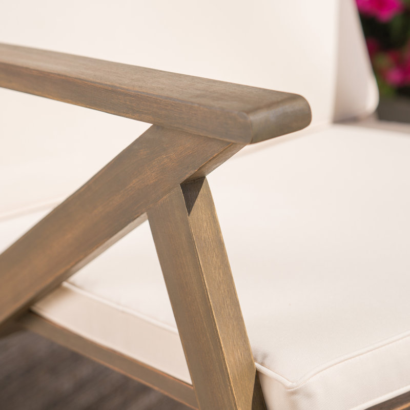 Louise Dark Brown Acacia Wood Rocking Chair with Cream Cushions