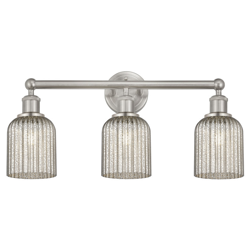 Abat-jour de salle de bain 3 lumières Edison Northgate, Nickel satiné, Gris métallisé
