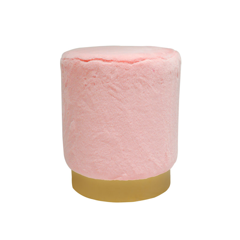 Alanni 14'' Wide Velvet Round Standard Ottoman, Pink Velvet
