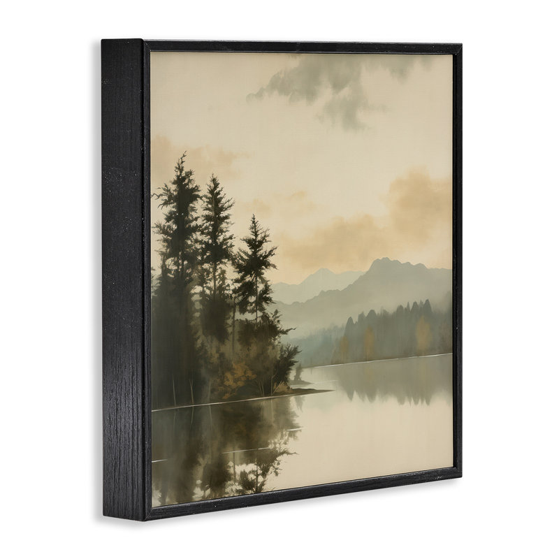 Bb-274 - Paysage de montagne beige encadré sur bois par Irena Orlov, Giclée encadrée noir minuit