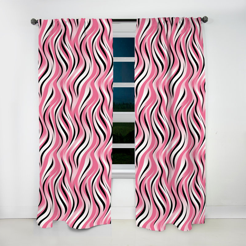 Papier peint zèbre rose - Rideau en velours moderne - obscurcissant - 1 panneau, L 52 po x L 120 po