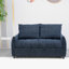 Canapé futon bleu marine avec dossier réglable, rangement et dossier en tissu confortable