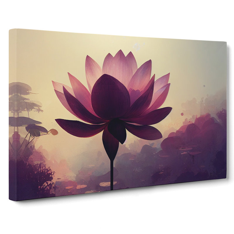 Soulful Lotus Flower - Wrapped Canvas Painting, 40cm H x 60cm W x 3cm D