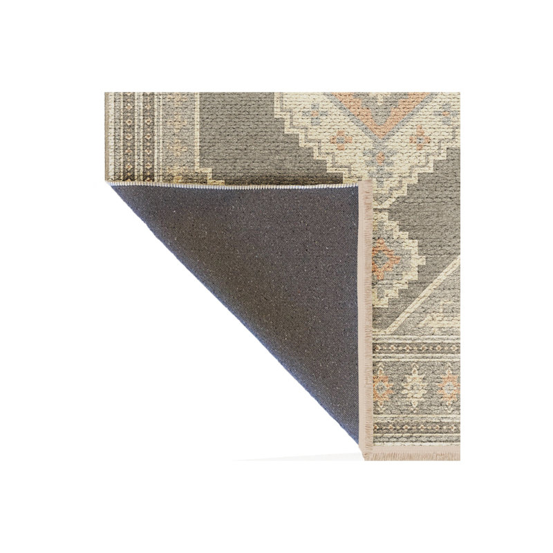 Tapis gris tissé traditionnel Mosso, 3 pi 11 po x 5 pi 11 po