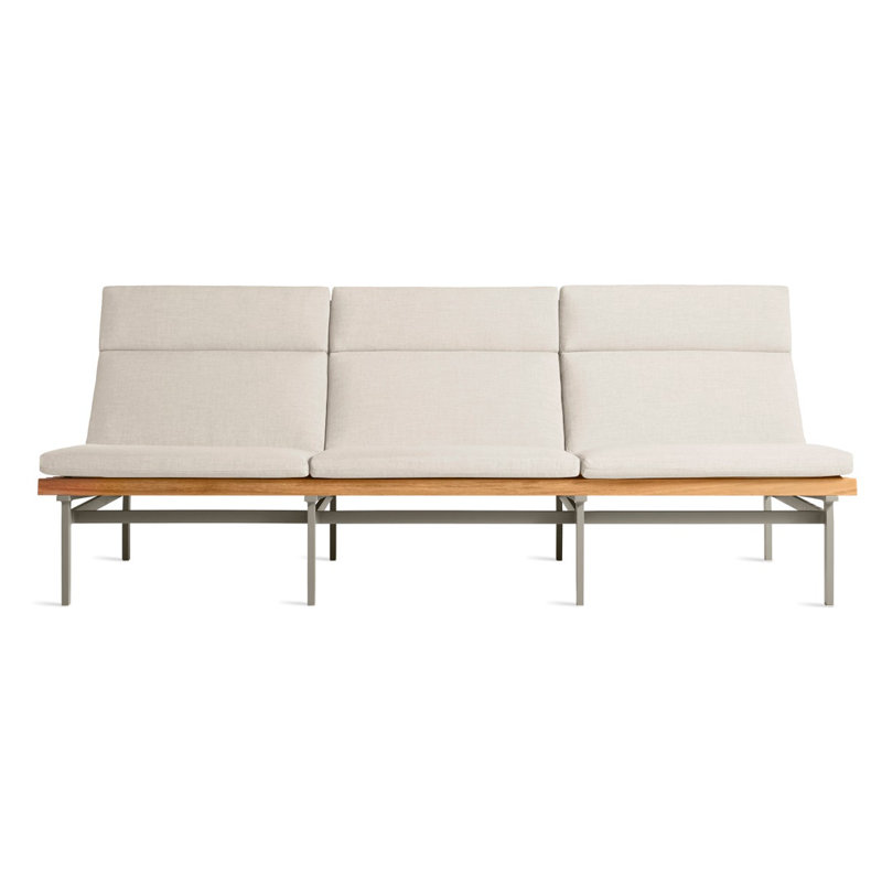 Perch 88'' Wide Powder Coated Aluminum Patio Sofa with Cushions, Sunbrella Linen, Charcoal