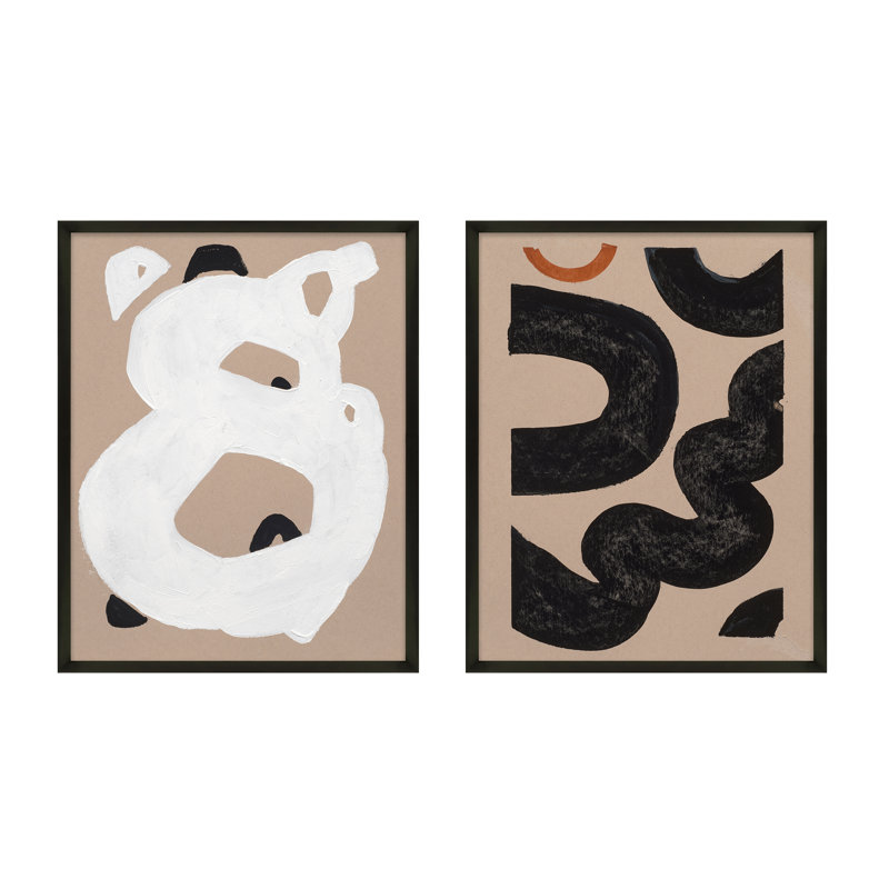 Free Form 6&10. Set Of 2 Painting by Andrea Stokes, Black Framed, 30" H x 24" W x 1.25" D