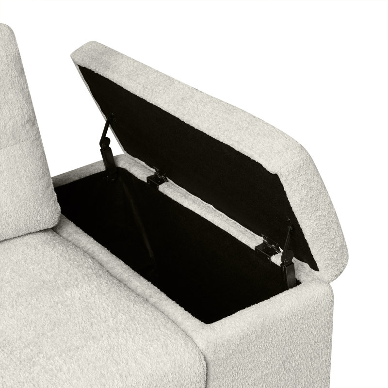 Canapé-lit convertible en chenille Cullen avec rangement, porte-gobelets et port USB, Beige