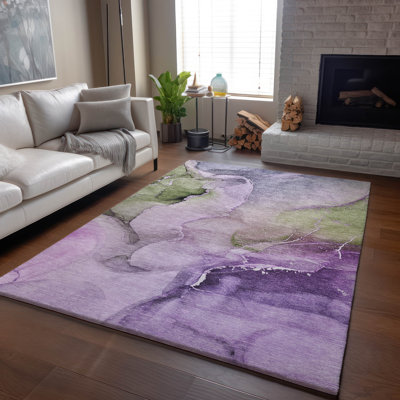 Premium Machine Washable Cerrito AMF521 Purple 2'6" x 3'10" Rug