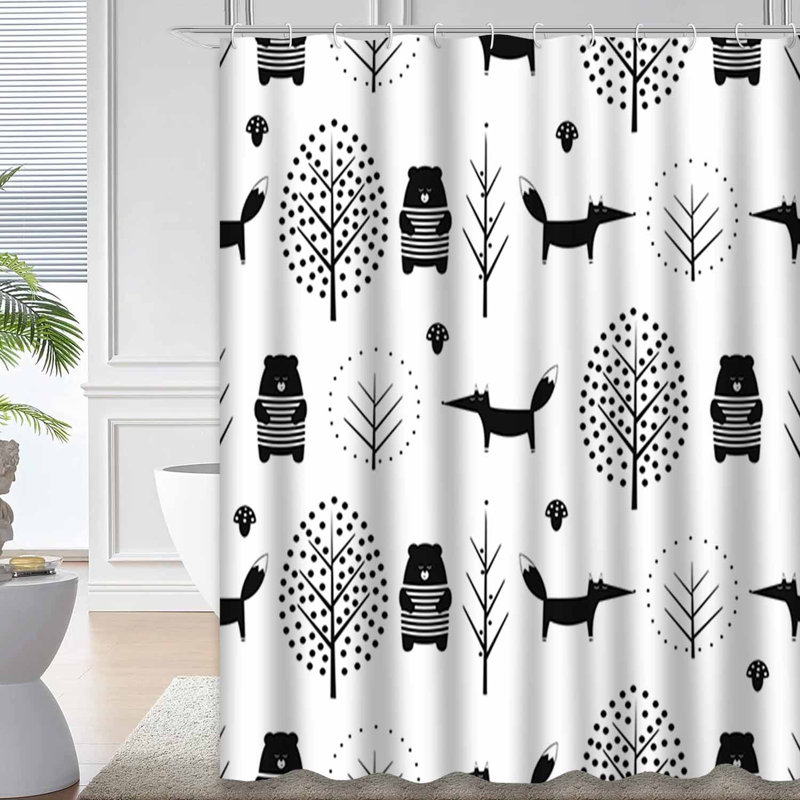 Rideau de douche avec 12 crochets, L 72 po x l 78 po