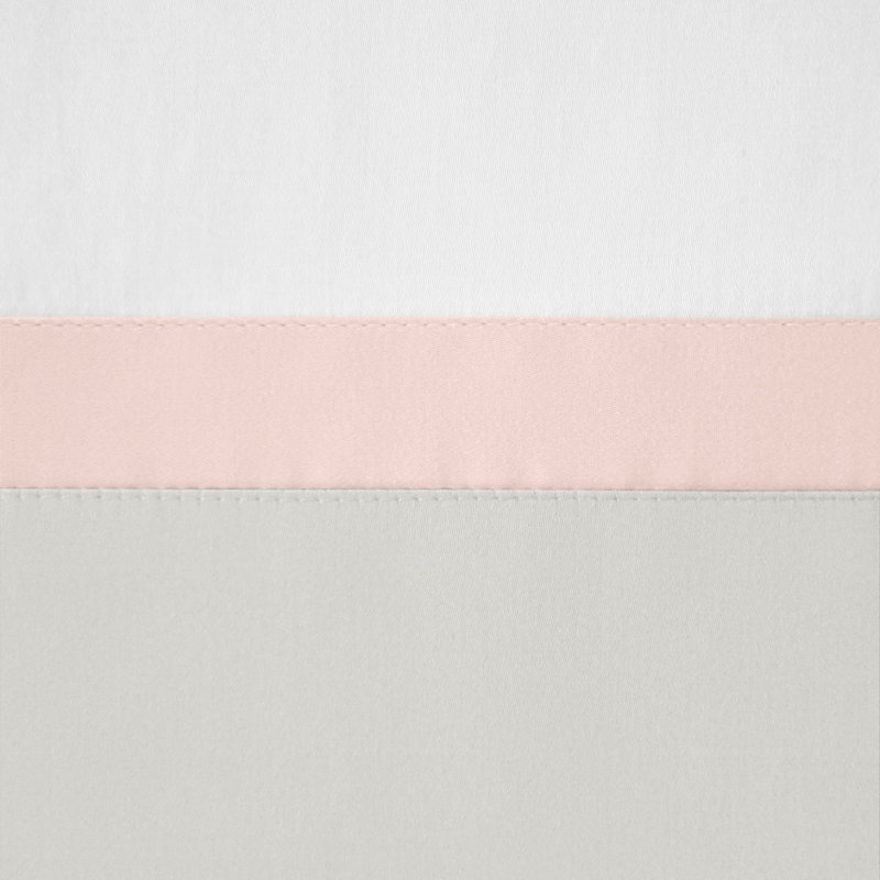 Borders Sheet Set, Queen, White/Lt Pink/Pebble