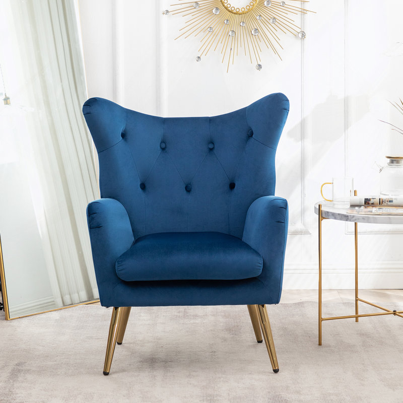 Fauteuil d'appoint à dossier capitonné en velours Sovarol, Noir