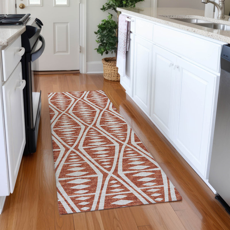 Premium Machine Washable Mayfield AMF112 Geometric Rug, Canyon, 2'3" x 7'6" Runner