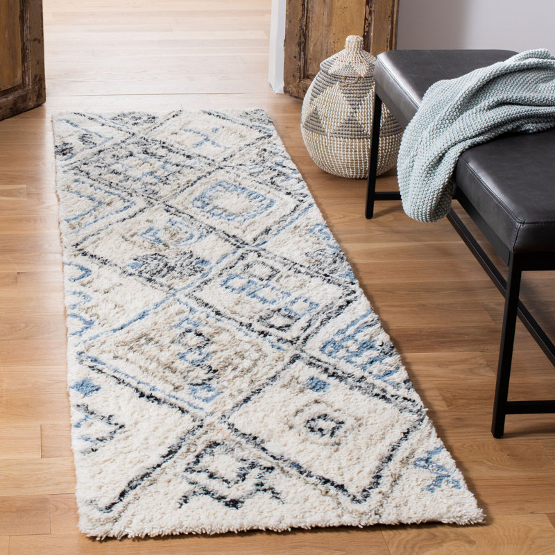 Powell Shag Hand Tufted Wool Southwestern Rug, Runner 2'3" x 8'