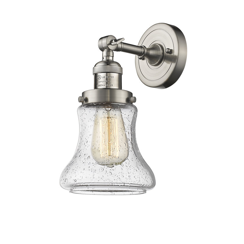 Applique murale à bras 1 lumière Edda, Nickel satiné brossé, Grainé
