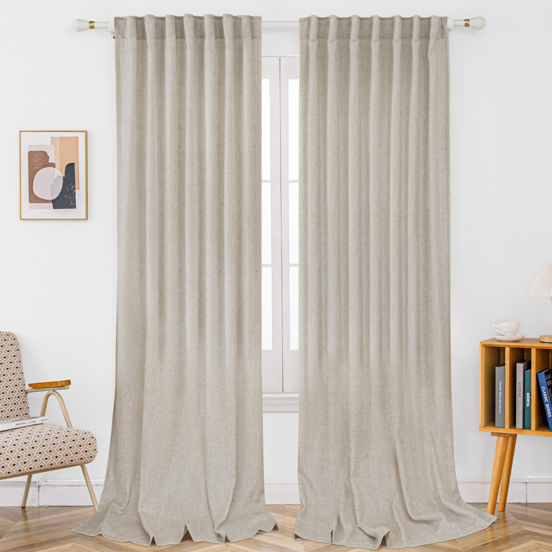 Paire de rideaux semi-transparents en lin mélangé Toyoko, Lin lin, L 52 po x L 102 po