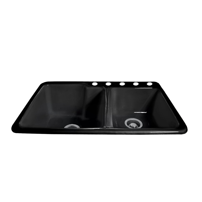 Évier de cuisine à double cuves l 33 po x l 22 po Redondo, Noir