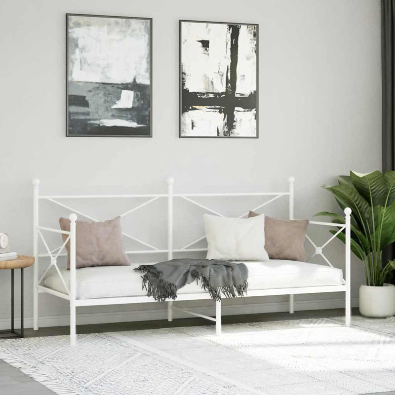 Day Bed Without Mattress Steel, 96 x 208cm, White, None