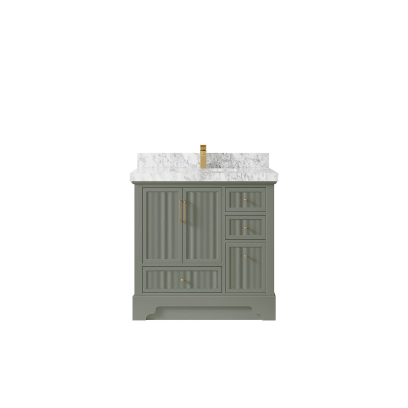 Meuble-lavabo simple 36 po avec plateau en marbre Alys