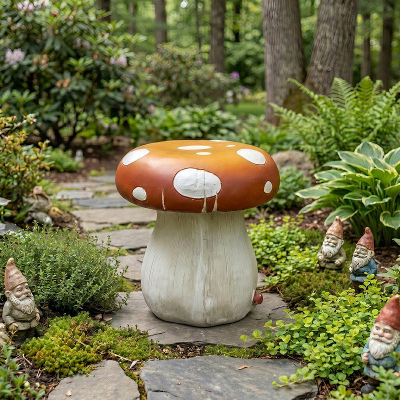 Tabouret de jardin polyvalent en résine 13,4 po - intérieur / extérieur, Dark Orange