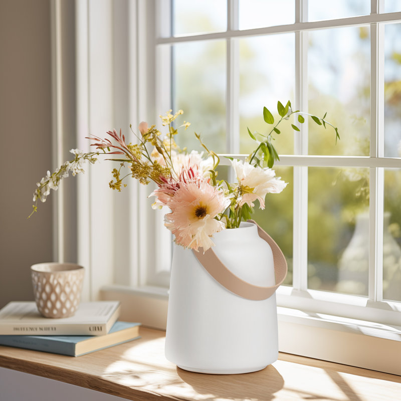 Vase de table en céramique blanche Lido, Blanc, H 6 po x l 5 po x P 5 po