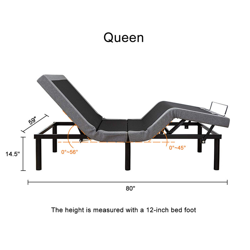 Neligh Zero Gravity Adjustable Bed with Remote, Queen