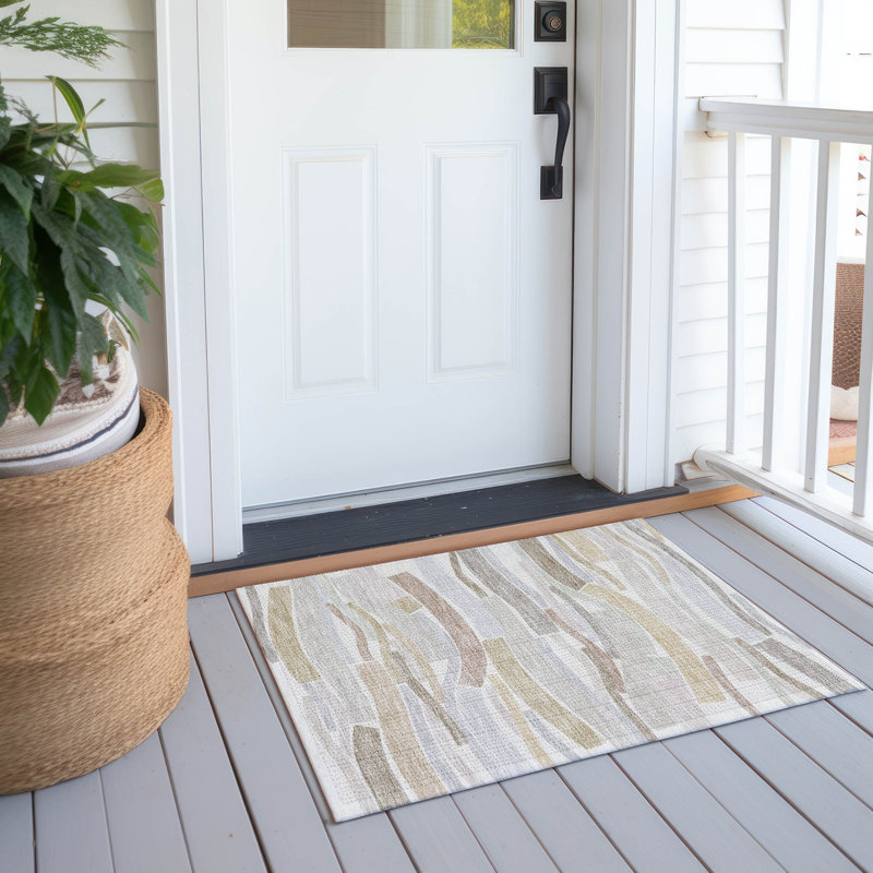 Machine Washable Indoor/Outdoor Chantille ACN2776 Striped Rug, Ivory, 2'6" x 3'10"