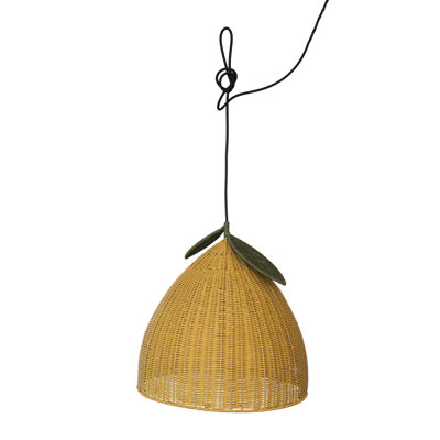 Hand-Woven Rattan Lemon Shaped Pendant Lamp