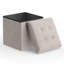 15" Cube Folding Ottoman With Storage, Cotton-Linen Collapsible Foot Stool, For Living Room, Bedroom Entryway-1111166130