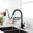 Stainless Steel Matte Black Kitchen Faucet With Pull Down And Touch Functionality, Single Lever For Easy Water Control, 360 Rotating High Nozzle, Rust Finish, Smooth Aerated Output Function, Precise