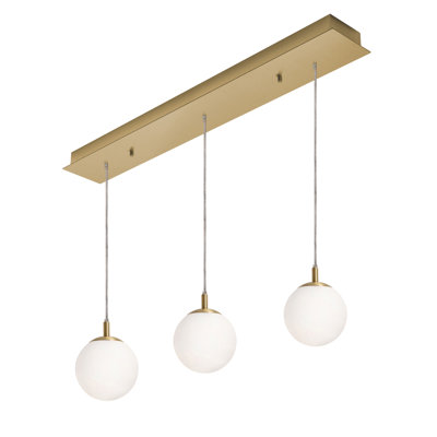 Luminaire suspendu linéaire 3 lumières Altia - Base moyenne 120V - Laiton satiné
