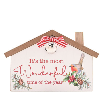 Robin House Shaped Plaque Most Wonderful Time