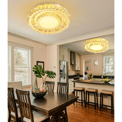 Lustre moderne en cristal 19,6 "à DEL à intensité variable doré