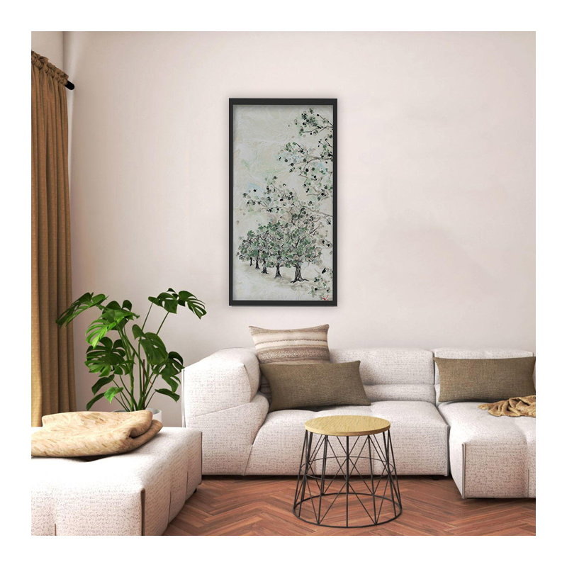 Nature Inspired "Budding Spring" Canvas Wall Art By , Black Floater Framed Canvas, 48" H x 24" W