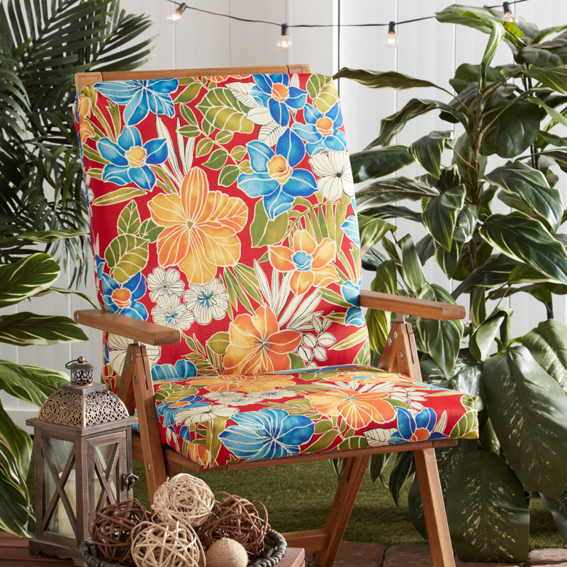 High Back Dining Chair Pad, Aloha Red