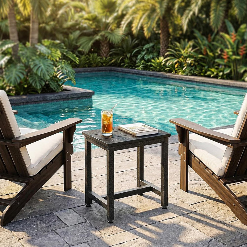 Table d'appoint de patio Adirondack, table d'appoint imperméable et résistante aux intempéries pour spa, jardin, balcon ou bord de piscine, durable et facile à nettoyer, noir