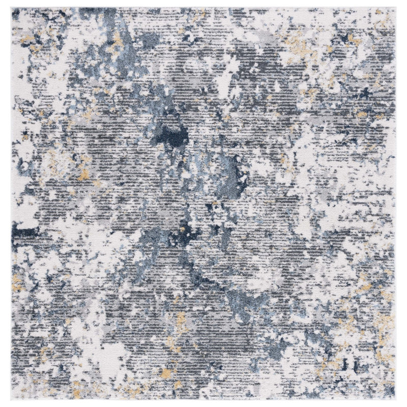 Ethellee Performance Abstract Rug, Square 6'7"