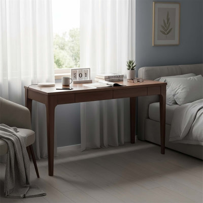 Solid Wood Desk With Drawers, Standing Desk With Smooth Edges For Home Office, Study, And Bedroom Use